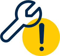 wrench with exclamation mark