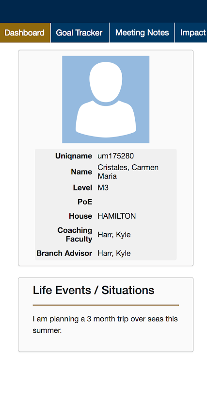 Student Information Panel