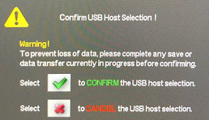 Confirm USB Host Selection Warning