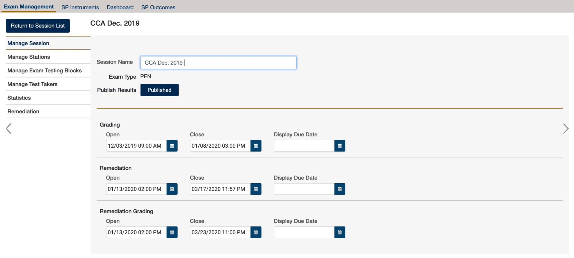 Manage Exam Testing Blocks