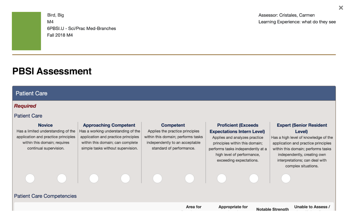 Assessment Window