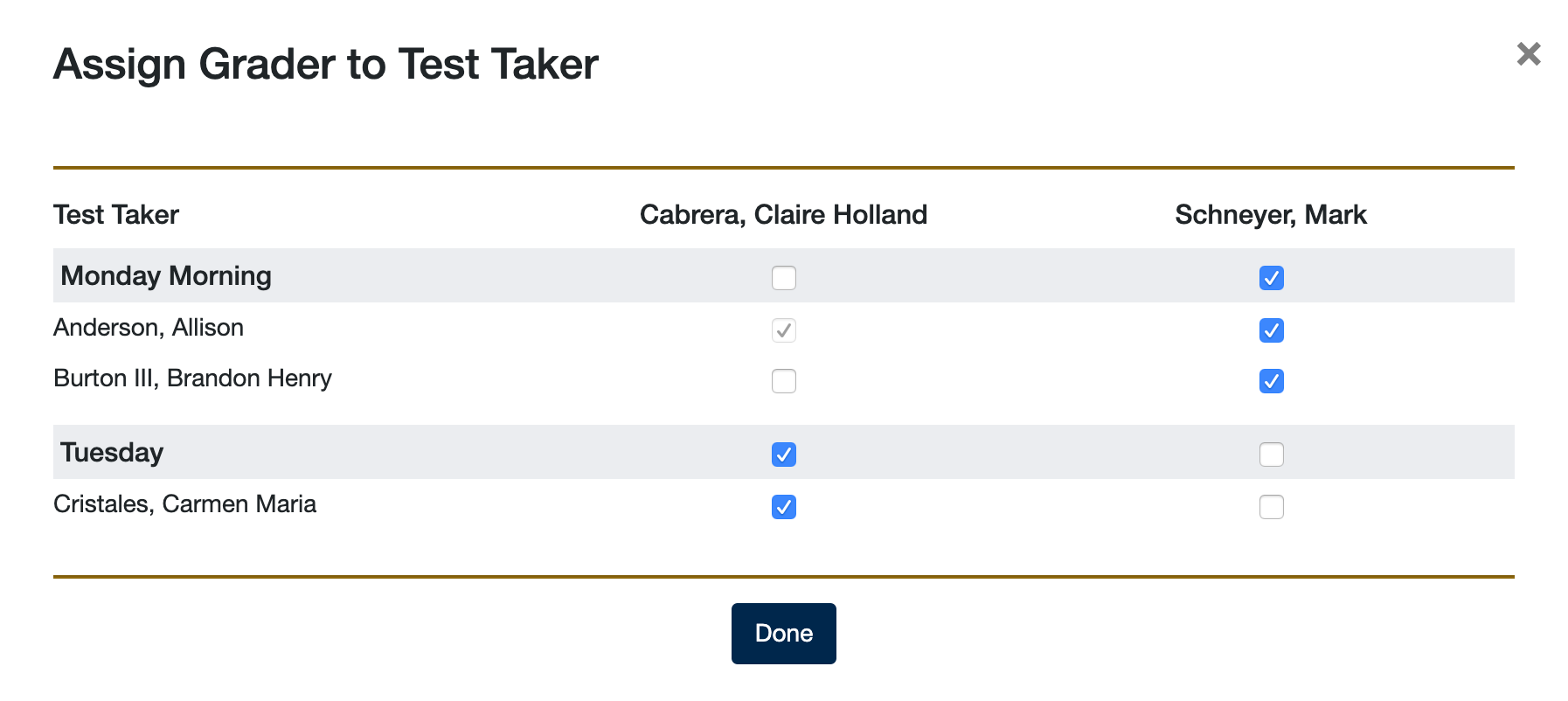 Assign Grader to Test Taker