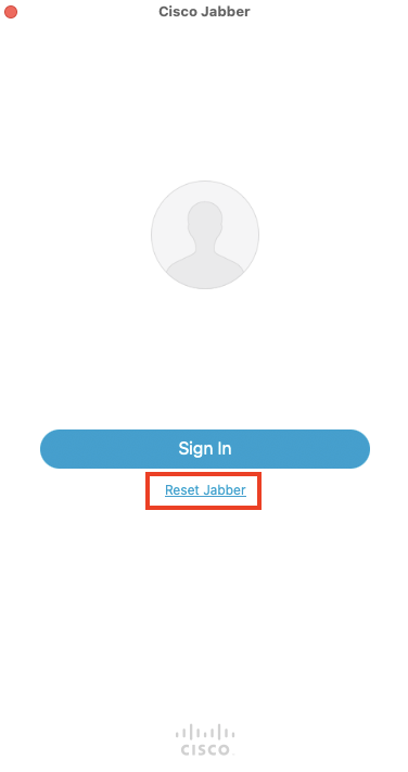 Reset Jabber is a link under the Sign In button.