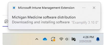 Examplify update being installed callout during update process