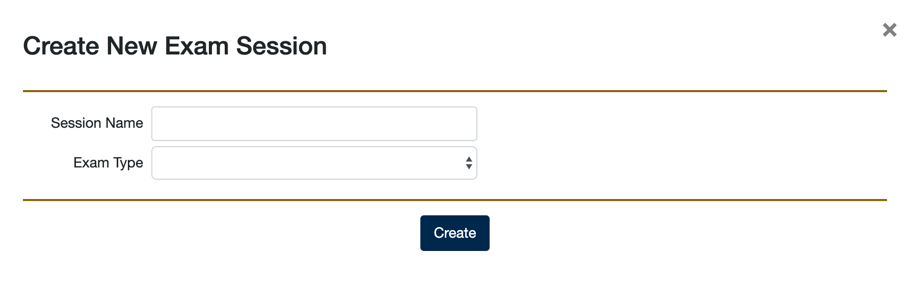 Create New Exam Session