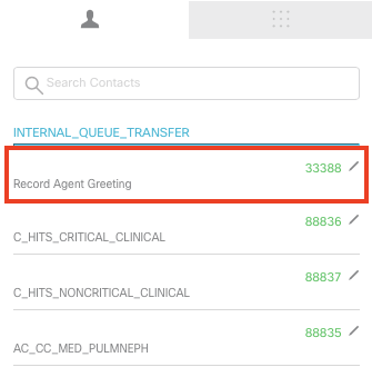 Select "Record Agent Greeting" within the Michigan Medicine contact list.