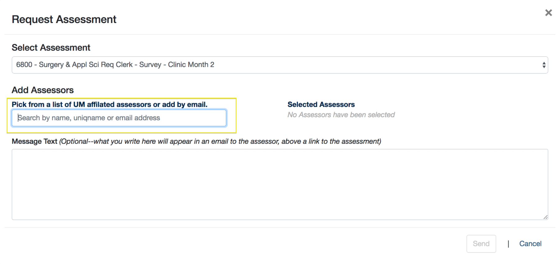 Enter an Assessor Name