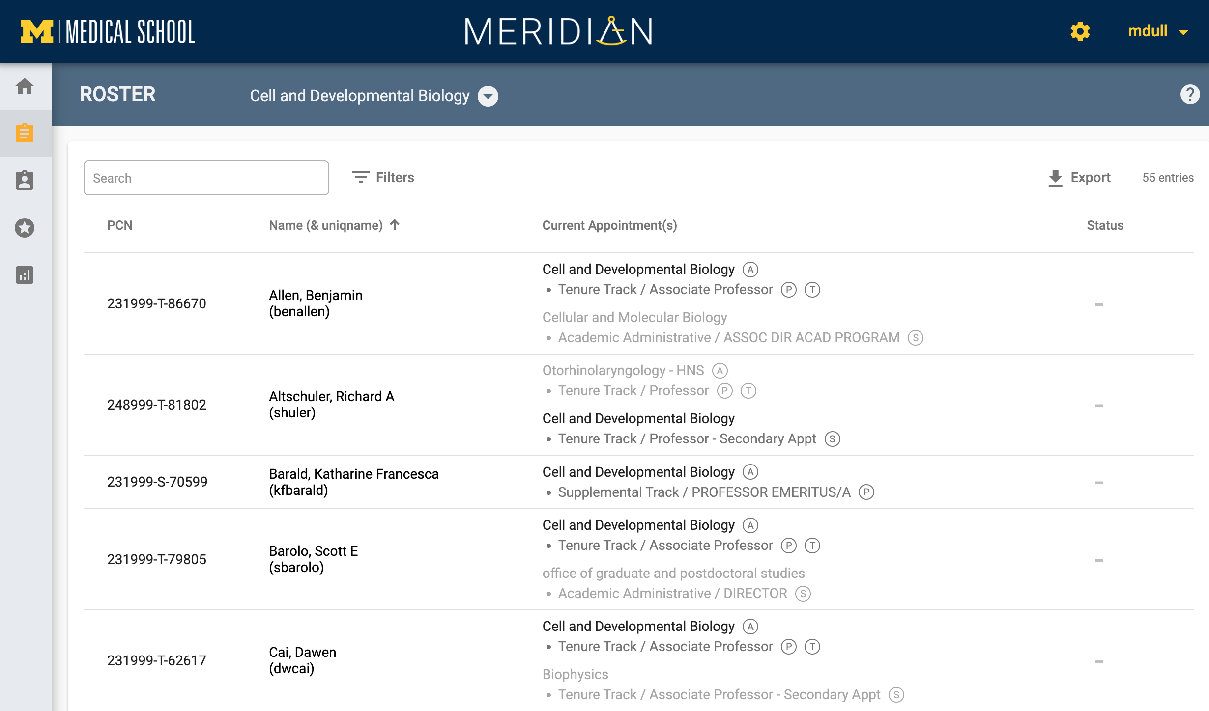 Meridian Roster