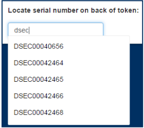 Serial Number on Back of Token