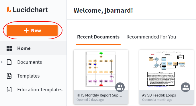 Lucidchart New Button