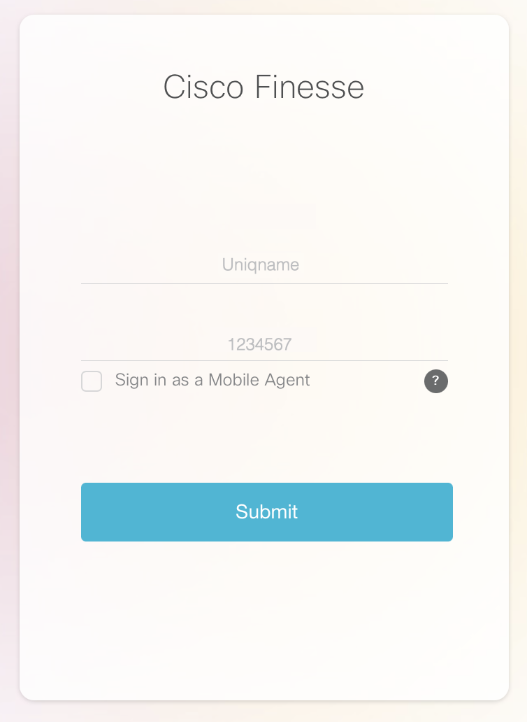 Cisco Finesse requests your Jabber extension.  Enter it and press Submit.