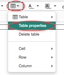 Table Properties