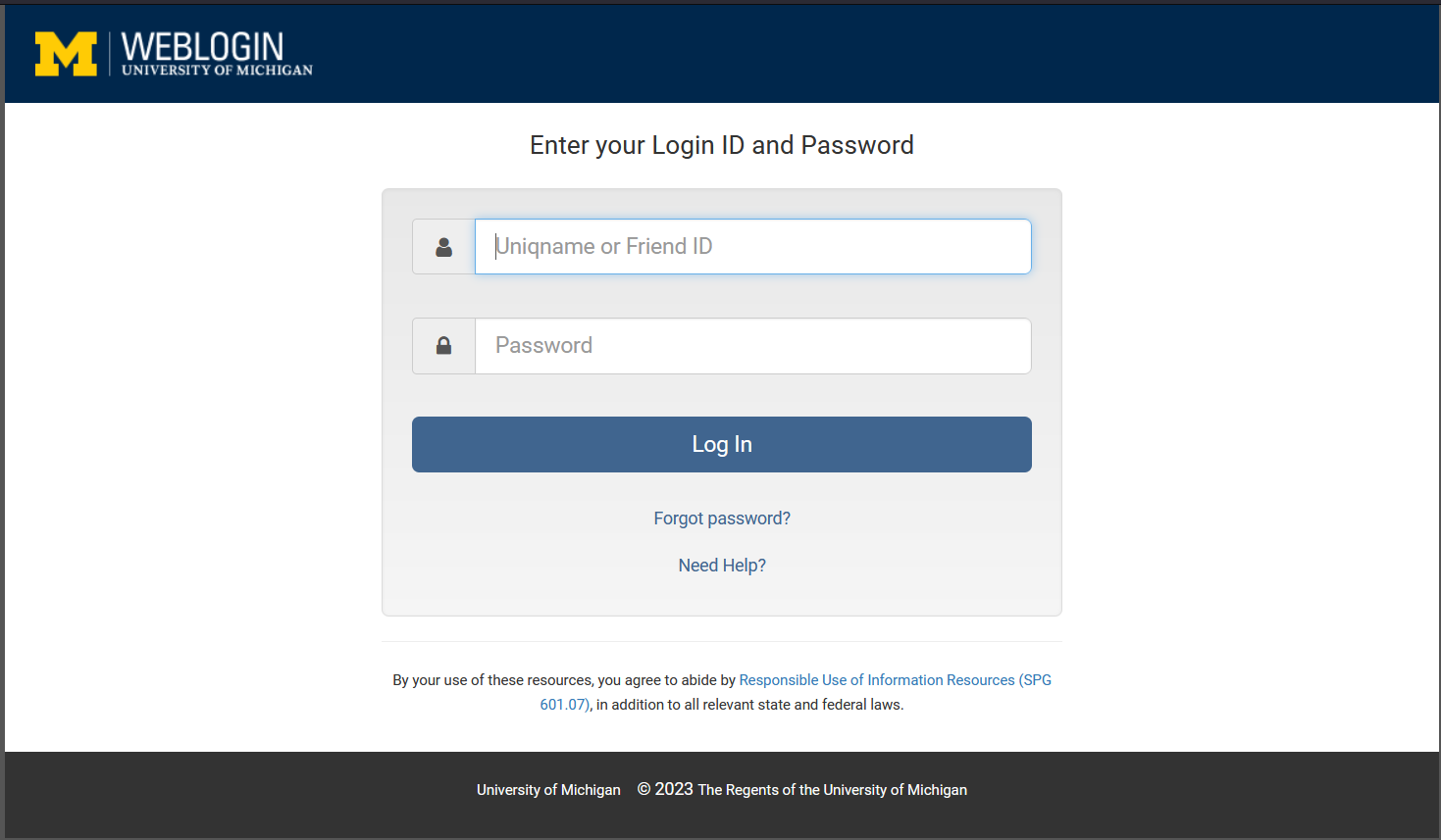 Level 1 login page