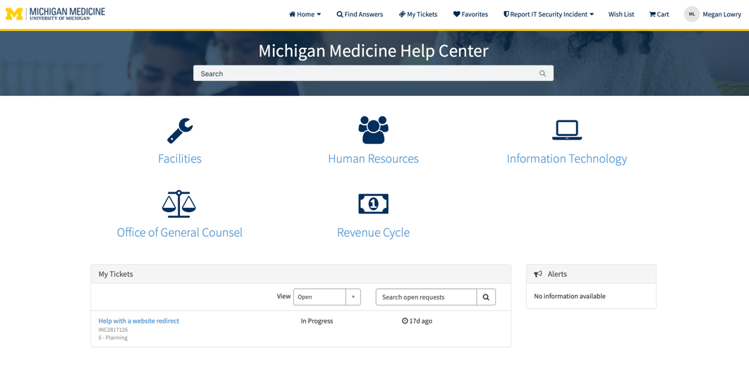 Michigan Medicine Help Center homepage