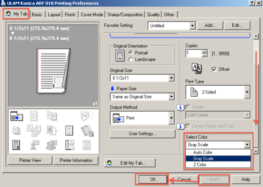 Preferences Dialogue Window