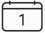 A black and white calendar with a number oneDescription automatically generated