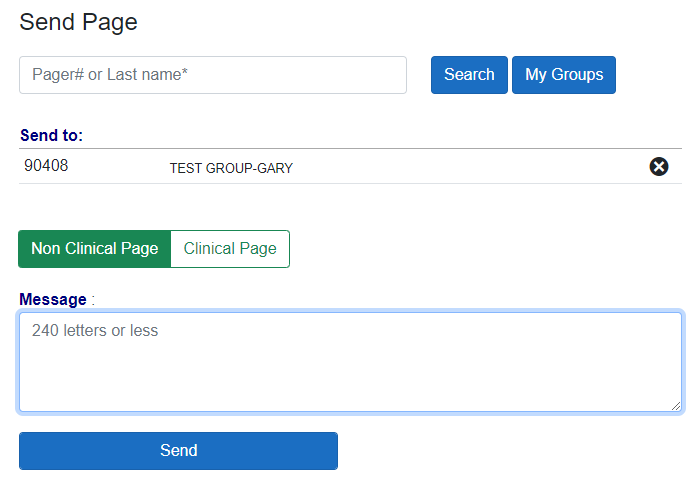 Non Clinical Send Page