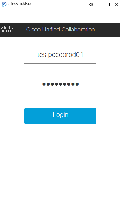 Enter the Test ID credentials to Cisco Jabber.