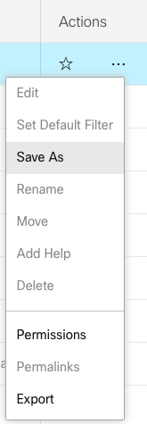 Opening the Actions menu and clicking Save As