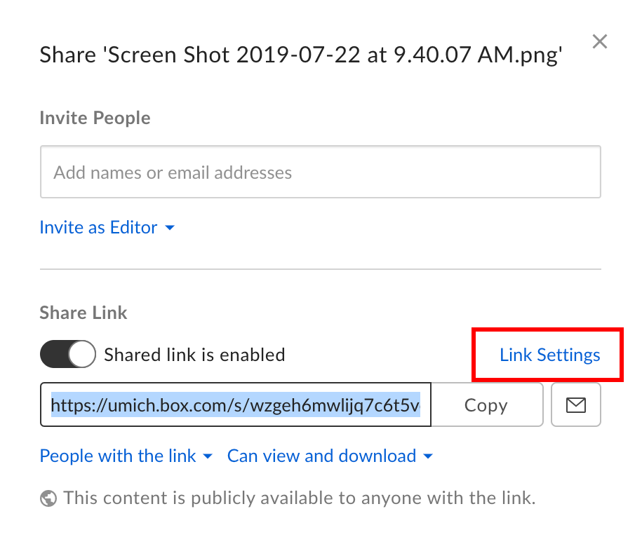 Link Settings