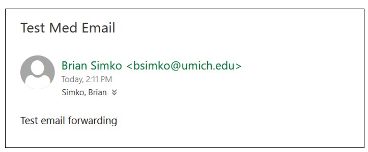 Example of forwarded email