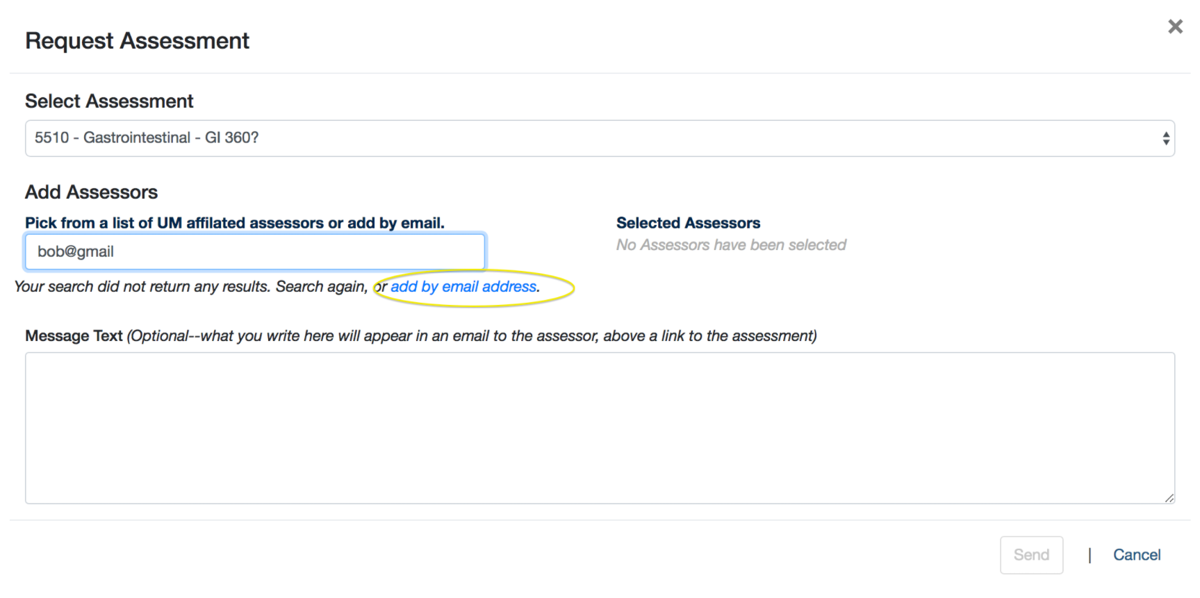 Add by Email Address Link