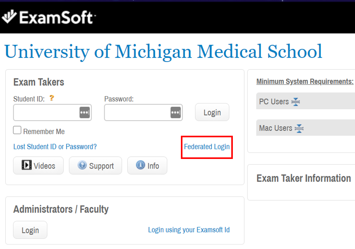 location of federated login screen