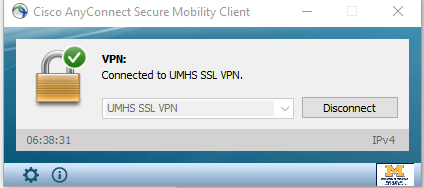 Click Disconnect to terminate your VPN connection.